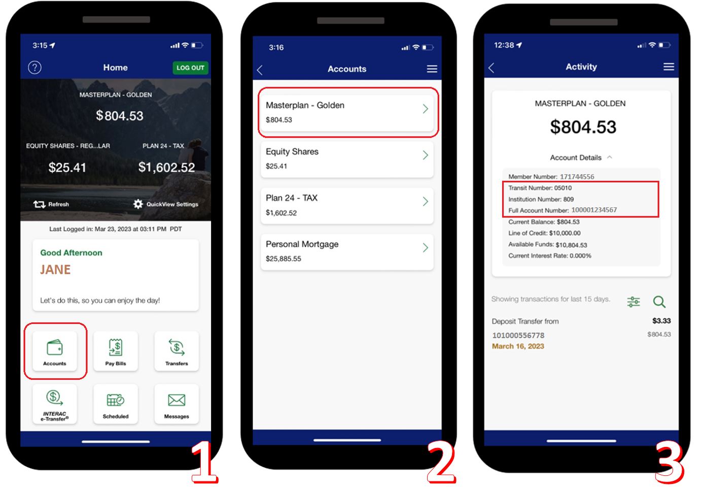 How to find your account information in the mobile app